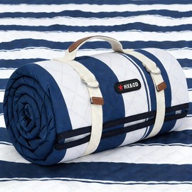 HX&OD - Manta de picnic para exteriores, extragrande, 80 x 80 pulgadas, impermeable, plegable, portátil, con correa de transporte, para tapete de playa (Bule)