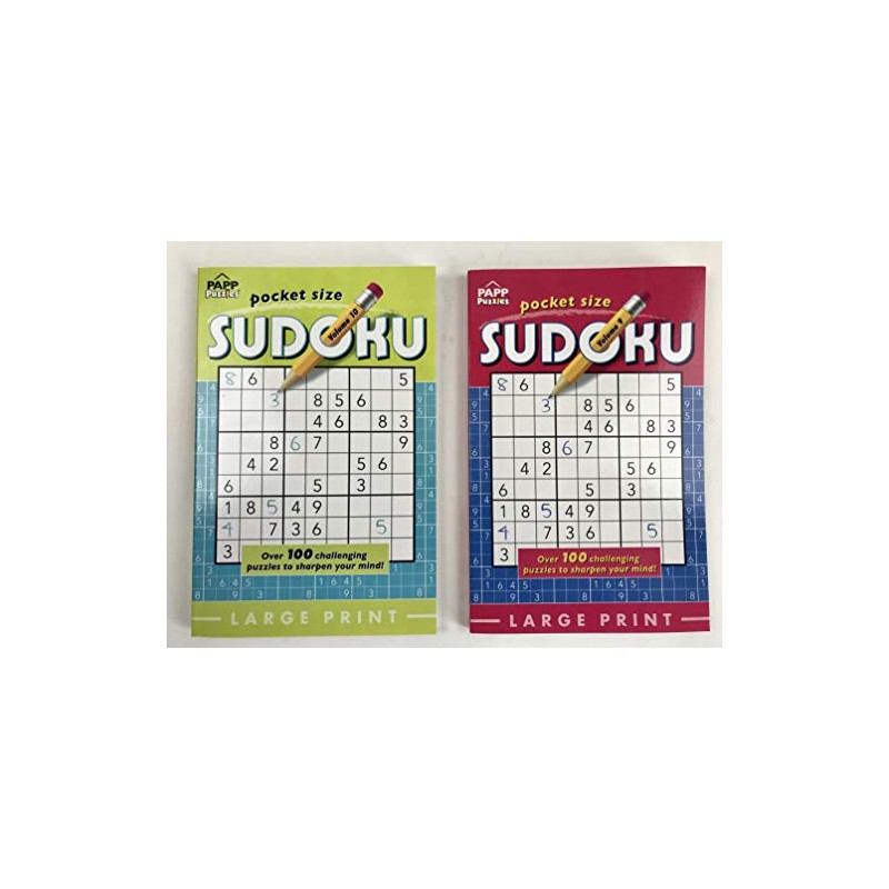 Pocket Size Large Print Sudoku PAPP Puzzles Bundle/2