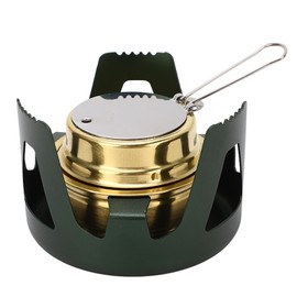 Mini Alcohol Stove Brass Aluminum Alloy Safe Windproof Portable Widely Used Mini Backpacking Stove for Camping Cooking Dark Green