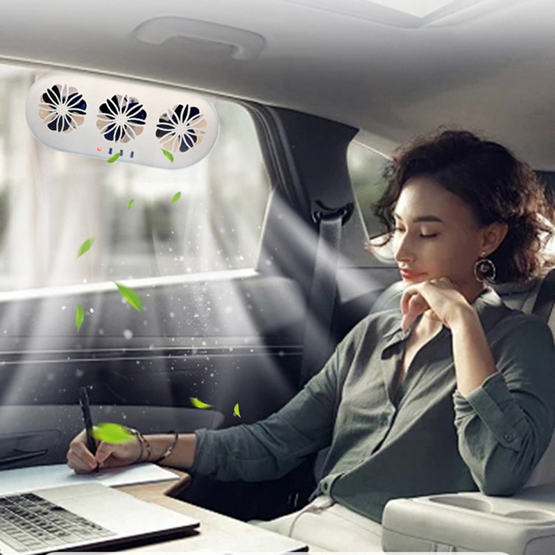 3-Fan Car Exhaust Fan USB Air Circulation Fan Ventilator Silent