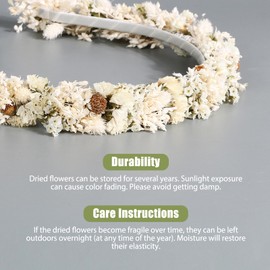 BOOMTOP Haarreif Dirndl Blumen Haarband Trachten Haarschmuck Blumen Haarkranz Blumenstirnband Damen Mädchen Kopfschmuck mit Gemischten Blüten für Hochzeit Karneval Mottoparty Beige