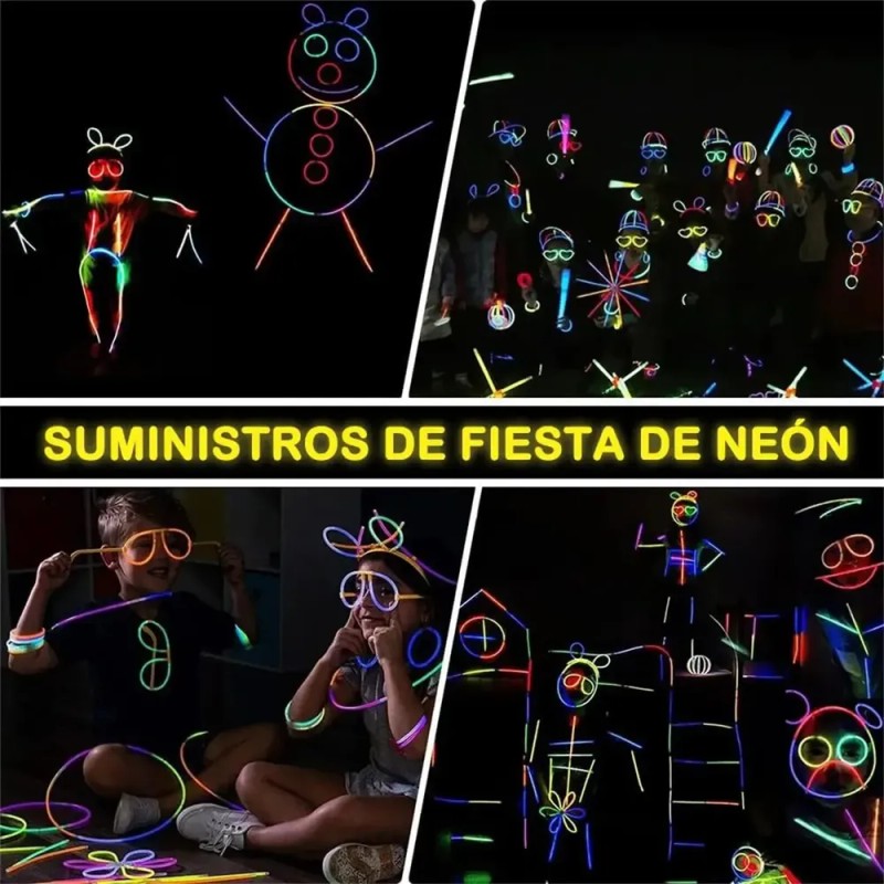 200 Pulseras Neón Fosforescente Glow Stick Fiestas Eventos Color
