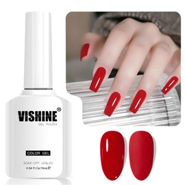 Vishine 16ml Gel Nail Polish Red Color Gel Nail Polish Soak Off LED Gel Polish Nail Art Designs Manicure Salon DIY at Home Gift for Women Shade L360 Crimson Bloom