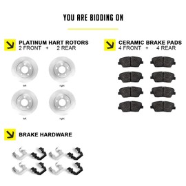 Hart Brakes Front Rear Brakes and Rotors Kit |Front Rear Brake Pads| Brake Rotors and Pads| Ceramic Brake Pads and Rotors - RBBC.51019.02