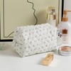 Quilted Makeup Bag, Cute Floral Cosmetic Bag for Women, Cotton