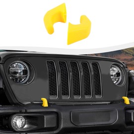 SQQP Bumper Tow Hook Covers 2Pcs Fit for 2007-2018 Jeep Wrangler JK JKU/for 2018-2025 JL JLU & Jeep Gladiator JT Exterior Accessories(Yellow)