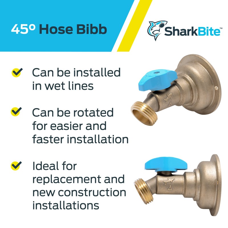 SharkBite 3/4 x 3/4 Inch MHT 45 Degree Hose Bibb,