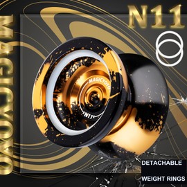 MAGICYOYO Yoyo K2 Crystal Black & Yoyo N11, paquete de 2 Yoyo profesional de doble propósito, Yoyo sensible para niños, Yoyos sin respuesta para adultos, 12 cuerdas Yoyo, 2 bolsas Yoyo, 2 rodamientos