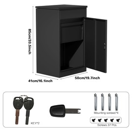 33.5Inch/85CM Express Package Delivery Boxes for Outside, Home Large Space Black Parcel Drop Boxes with Lock, Waterproof Anti-Theft Parcel Drop Box with Secure Storage for Porch Curbside Office