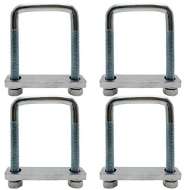 4 Pack Square U-Bolt for Trailer- Fits 3 Inch Wide Leaf Springs, Galvanized Steel Clamp Set, Secure Fit for Truck, Boat and Trailers