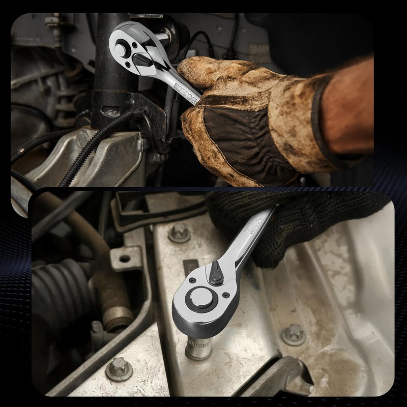 KOOPOOL 3-Piece Ratchet Set, 1/4", 3/8", 1/2" Drive Ratchet Wrench,