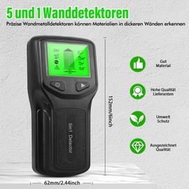 Leitungssucher Kabelfinder Leitungsfinder Wand Stud Finder Ortungsgerät, 5 in 1 Leitungssuchgerät Stromleitung Wanddetektor Scanner Detektor für Holz Eisenmetalle Kabel Metall