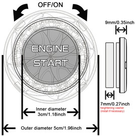 Car Engine Start Button Protective Cover Start Button Cover, Car Ignition Button Switch Interior Ignition Accessories, Push Start, Car Accessories (A)