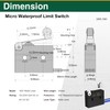 3PCS Waterproof Micro Limit Switch, SPDT 1NO 1NC, IP67 Sealed