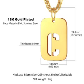 Bandmax Dog Tag Chain Men's Dog Tag Chain Letters Stainless Steel Chain Gold Necklace with Pendant Wheat Chain 55 cm Chain Women's Fashion Jewellery Accessory, Stainless Steel, No Gemstone