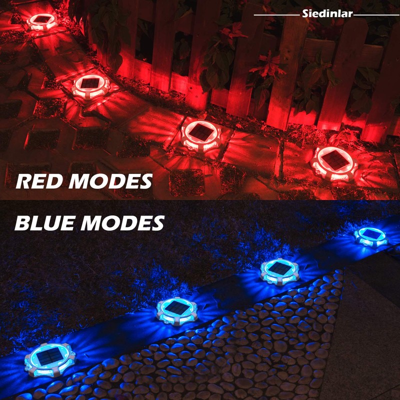 Siedinlar Solar Deck Lights Outdoor 2 Modes LED Driveway Markers