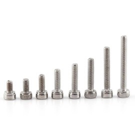 Akozon M2.5 Screw Assortment Set 300 Pieces M2.5 x 4/5/6/8/10/12/16/20 304 Stainless Steel Bolt Head of Cap Button Head Flat Milling Cruciform Full Thread with Hex Nuts Assortment (Cap Head)