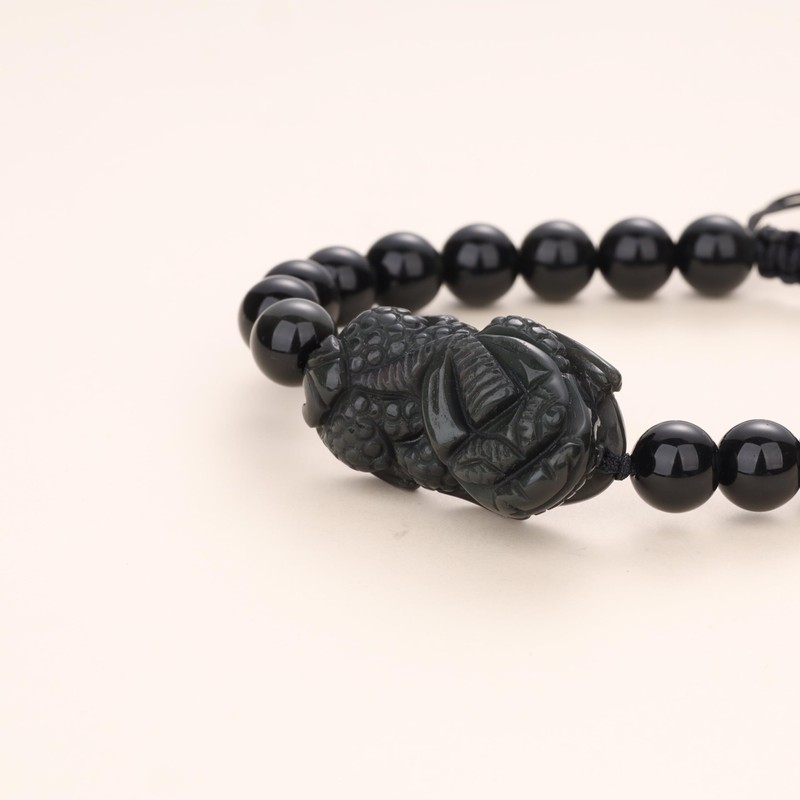 COAI Men's Beaded Bracelet Obsidian Stone Pi Yao Bracelet