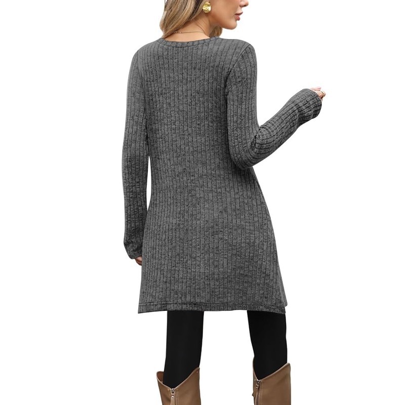 Poetsky Tunic Sweaters for Women with Pockets Side Buttons Spring