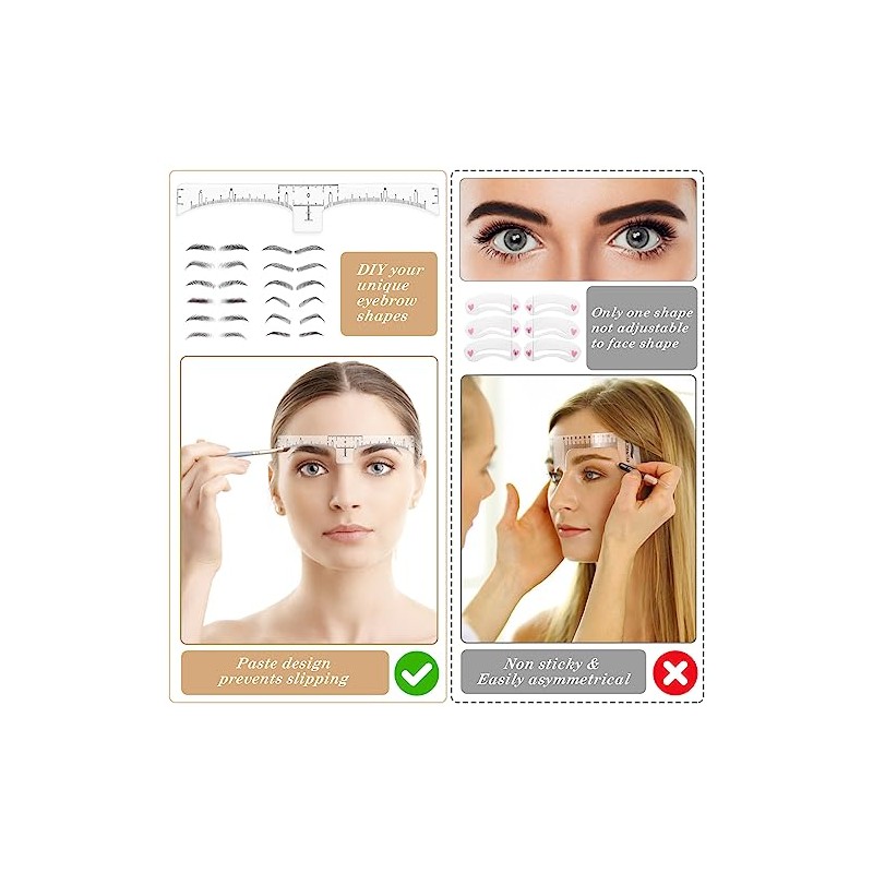 50Pcs Eyebrow Ruler Stencils - Abeillo Disposable Brow Ruler Sticker,
