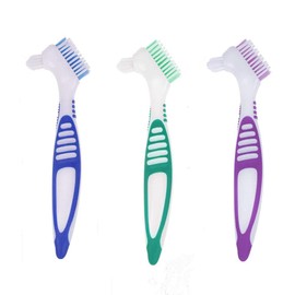 qiangXINGYai 3 Pcs Denture Cleaning Brush Portable Cleaning Brush False Teeth Brushes for Denture Care Denture Cleaner with Multi-Layered Soft Bristles and Dual Angled