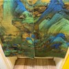 Ofat Home Blue Green Village Landscape Noren Curtain 33.5" x