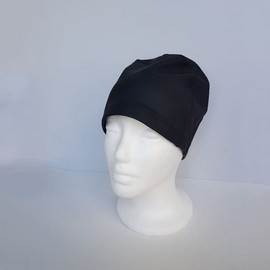ST Unisex Plain Swim Cap with Ear Protection Swim Cap Black