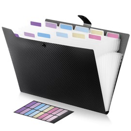 FRETONBA Document Files 13 Pockets A4 Expanding File Folder Snap Classification File with Divider Labels Waterproof Storage Files Transparent Dividers Document Organizing Print Organizer Document