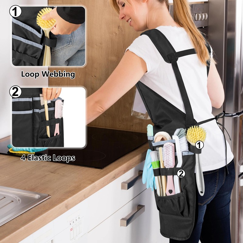 Rexmica Professional Cleaning Apron for Housekeeping, Water-resistant Cleaning Apron with