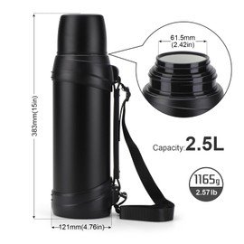 Esweey 84oz/2.5L Large Flask for Travel Stainless Steel Large Flask with Handle for Hiking Fishing
