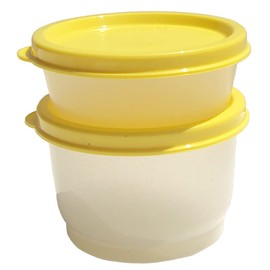 Tupperware Snack Cup and Half Size Snack Cup Small Bowl Set Yellow Seals