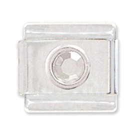 Clearly Charming April Round Birth Month Italian Charm Bracelet Link