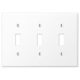 OVERSIZED 3 Gang Toggle Metal Light Switch Cover - Three Gang Wall Plate for Toggle Style Light Switches, Stainless Steel Painted White with Semi-Gloss Finish, Made in USA, UL Listed, 5.5 x 7.5 Inches