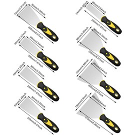 Spatula Set: 8 Pieces Spatula Made of Stainless Steel, Rustproof Plaster Spatula Set, Painter's Tool Spatula, Stainless Steel Painter's Spatula with Plastic Handle for Wallpaper/Drywall/Plaster
