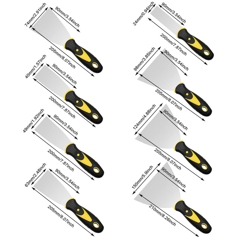 Spatula Set: 8 Pieces Spatula Made of Stainless Steel, Rustproof