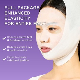 Anti Aging Face Mask, Hydrating Sheet Mask Korean, Lifting-sil Full Face Masks, Improves Jowls, Wrinkles, Neck Lines, Skin Firmness, Pack of 5
