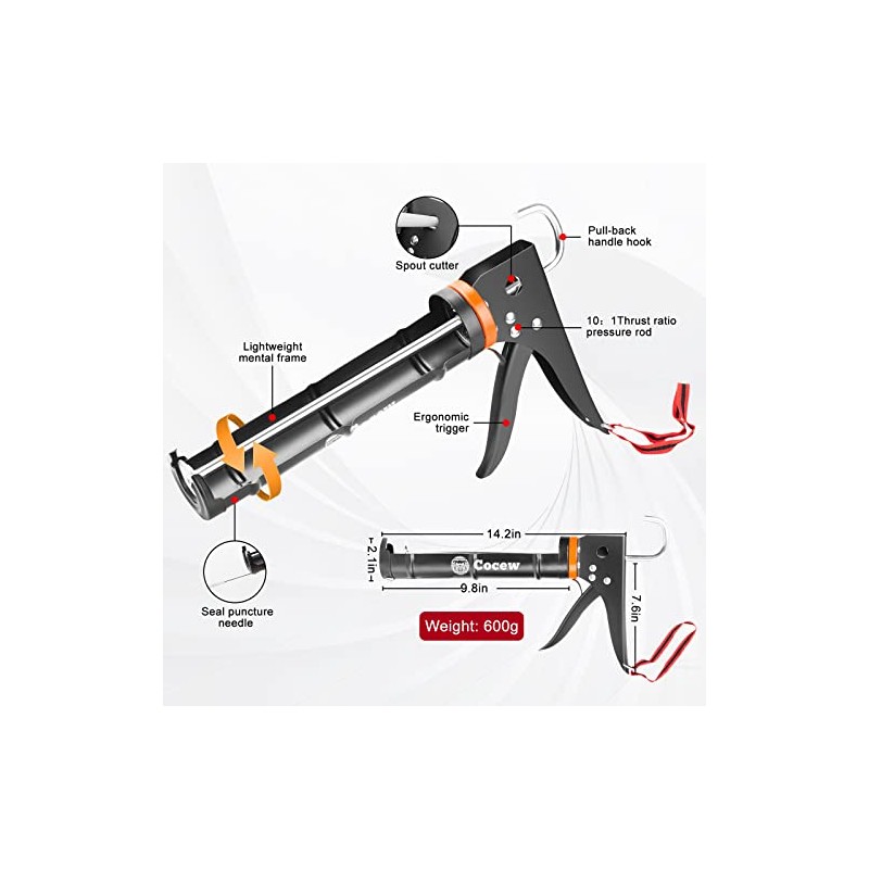 Caulk Gun Kit, Smooth Silicone Caulking Gun and Caulk Remover