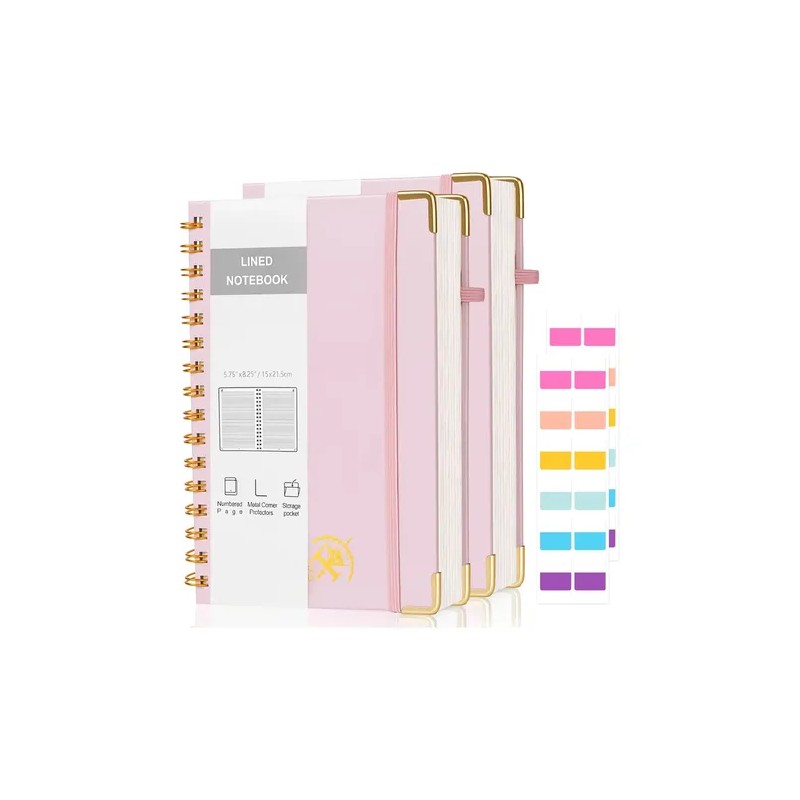 2pcs Libreta Pasta Dura, Cuaderno Profesional Libreta Rosa