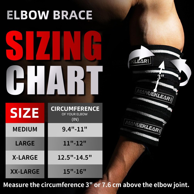 MANUEKLEAR Elbow Sleeves for Weightlifting, Elbow Compression Sleeves for Men,