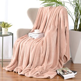 Hugs Living Flannel Fleece Throw Blanket, Super Soft and Thick Throw Blankets for Home Decor, Travel Blanket, Sofa Bed, Camping Blanket, Couch Throw (Rose Quartz, 50" x 60")