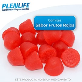 PLENLIFE - Gomitas con Biotina y Zinc - Suplemento sin Azúcar Sabor Frutos Rojos - Frasco con 50 Gomitas / 240 Gramos