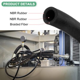 M METERXITY Lubricating Oil Hoses, 5/8" 16mm ID 25mm OD 4.9ft Length NBR Rubber Hose High Pressure Tubing Hose Pipe Tube W 4 Clamps for Compressed Gas Air/Water Transfer/Small Equipment