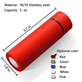 5 oz Mini Thermos Cute Water Bottle - Insulated Stainless Steel Bottle - Keeps Cold for 12 hours, Hot for 6 hours - Red
