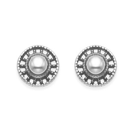 Sterling Silver Small round Stud Earrings with ball in middle - SIZE: Tiny 5mm. Gift Boxed 5163/B41HN