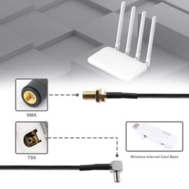 EMSea 2X SMA Female to TS9 Male Right Angle Antenna Adapter Cables Pigtail Coaxial RG174 Low Loss 20cm for 4G WiFi Router Mobile Hotspots