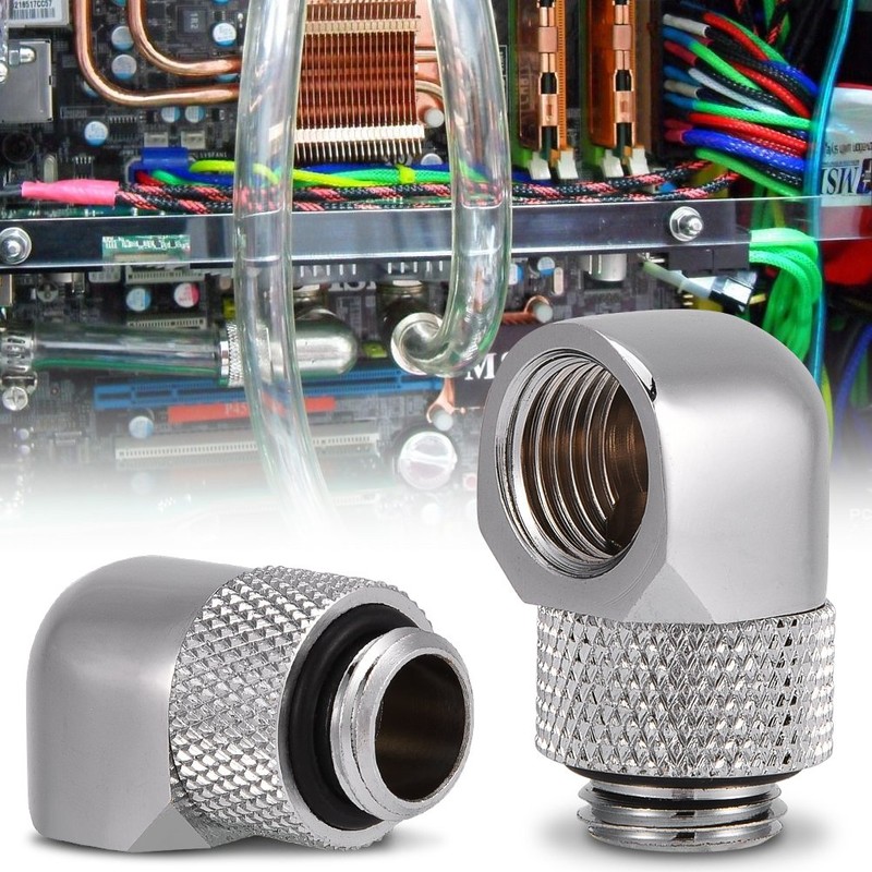 Richer-R Water Cooling Fitting, 90 Degrees PC Water Cooling Two-Touch
