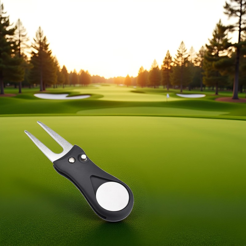 Cawhui 1Pc Black Golf Repair Tool Stainless Steel Foldable, Golf