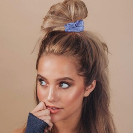 KICOSY 12 Pack Light Blue Satin Scrunchies - Gentle Hold Hair Ties for Daily Looks, Workouts, & Gifting | Soft Fabric for All Hair Types