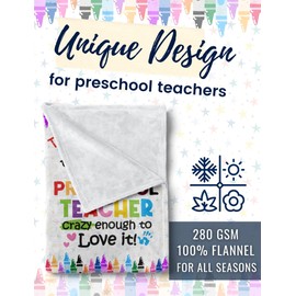 Huglanket Tiny Human Tamer Teacher Appreciation Gifts, Flannel Blanket Throws (50"x 65") as Christmas, Retirement, End of Term Gift for Preschool Teacher