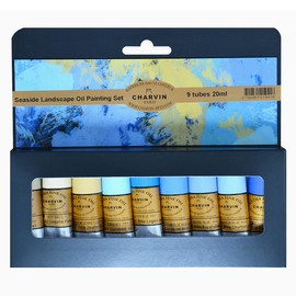 Charvin Extra Fine Professional Oil Paint Set for Artists, Shades of Blue - Bonjour Set of 9, 20 ml Tubes, Finely Milled, Non-Yellowing Artist Oil Paints in French Riviera-Inspired Hues